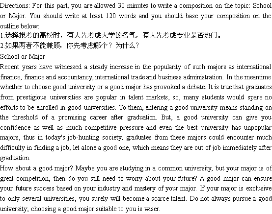 关于学校或专业
