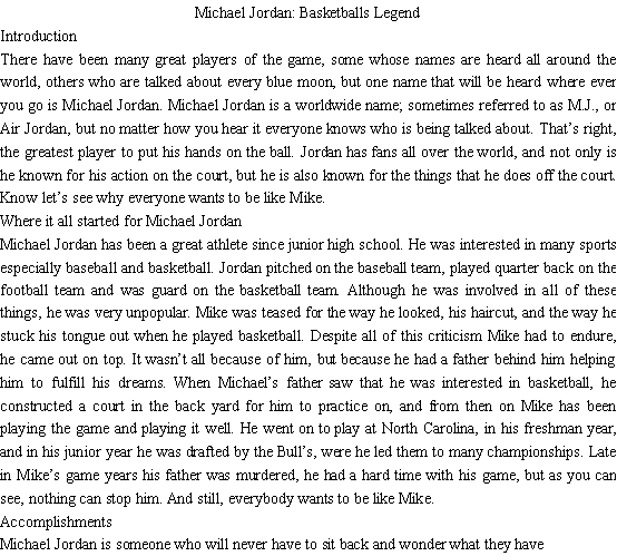 关于体育明星迈克尔乔丹